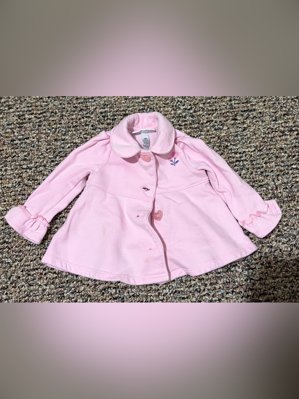 Kids Headquarters Light Pink Pea Coat with Heart Buttons